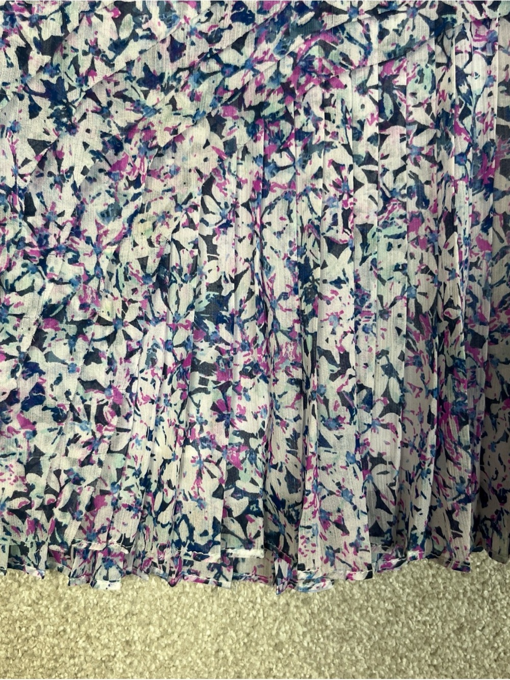 Banana Republic Skirt Womens 14 Blue Floral Pleated Sheer Lined Side Zip- 5139 - Picture 3 of 11